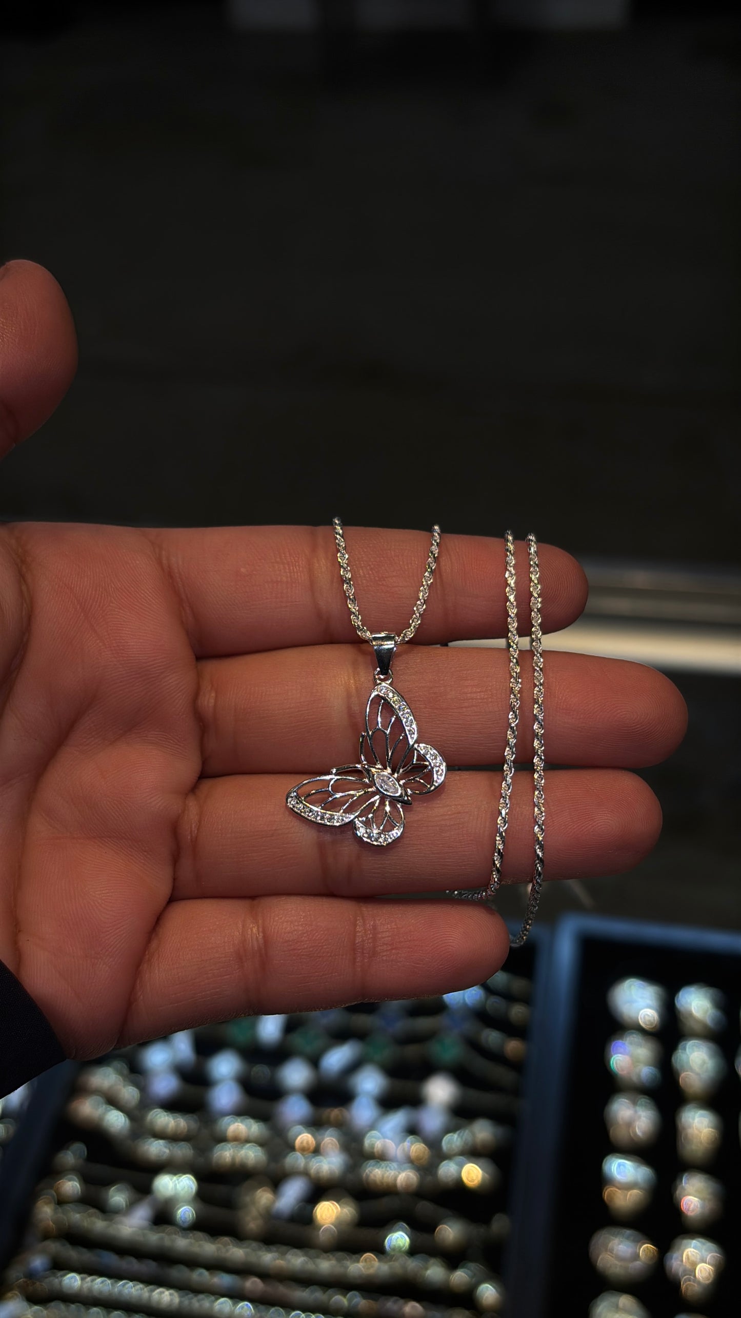 925 Silver Rope Chain with Butterfly Pendant