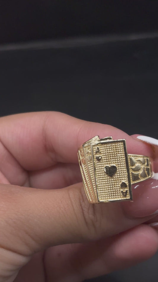 14k Deck Of Cards Ring w/ Nugget Design