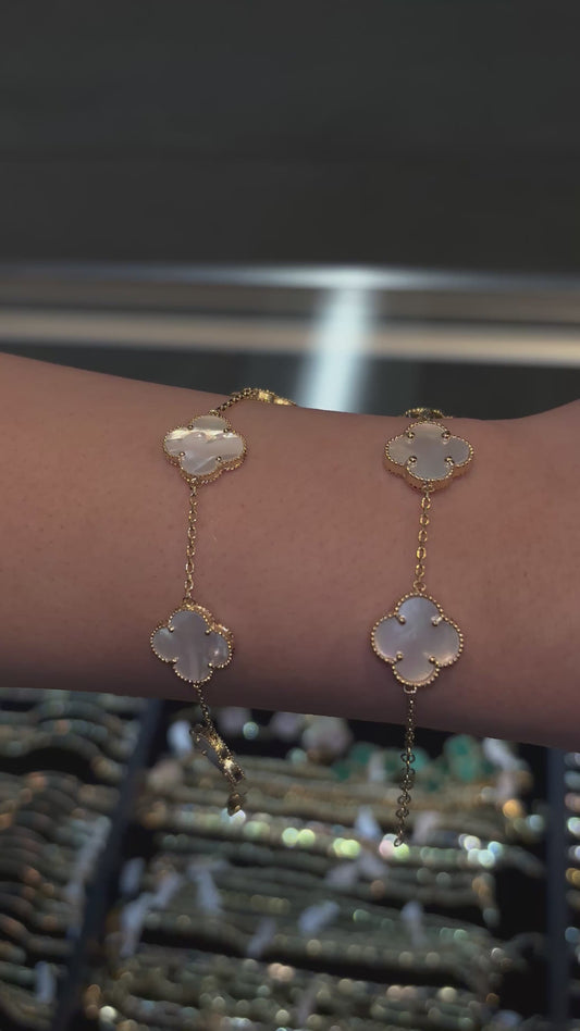 14k White Clover Bracelet