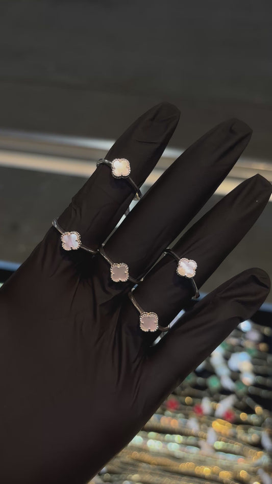925 Silver White Clover Ring