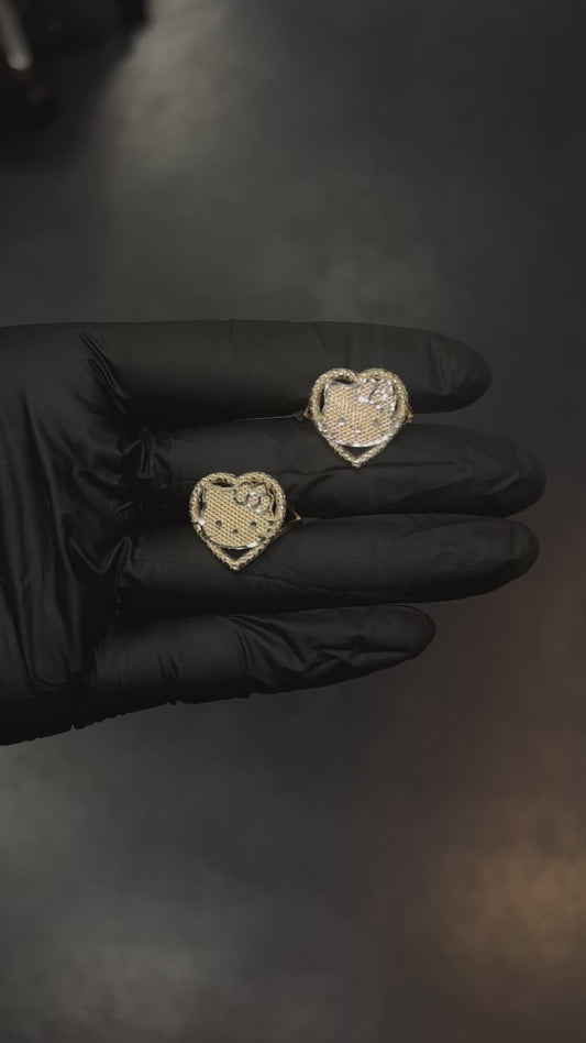 14k Heart Nugget Hello Kitty Ring