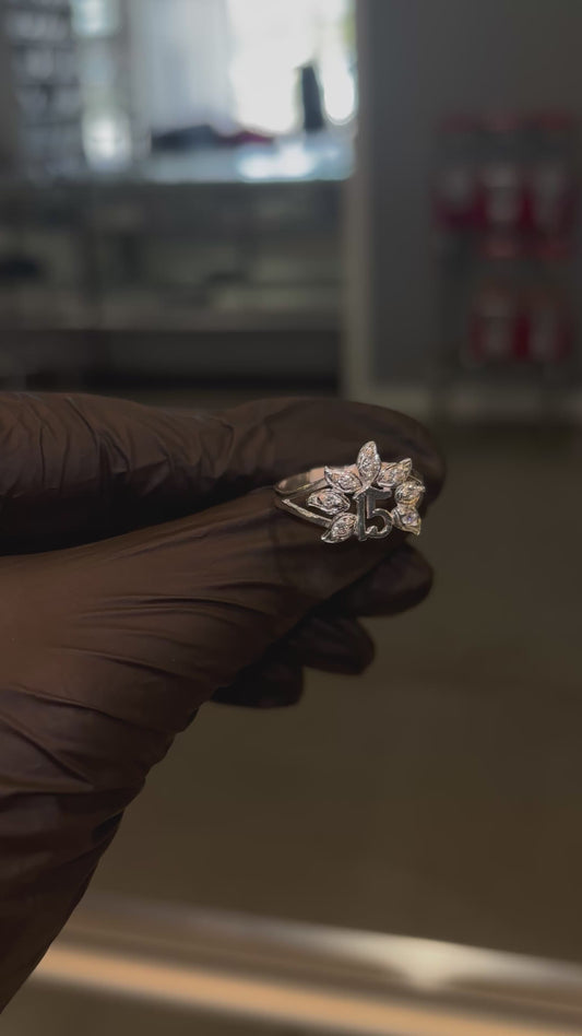 925 Silver White cz Quince Ring