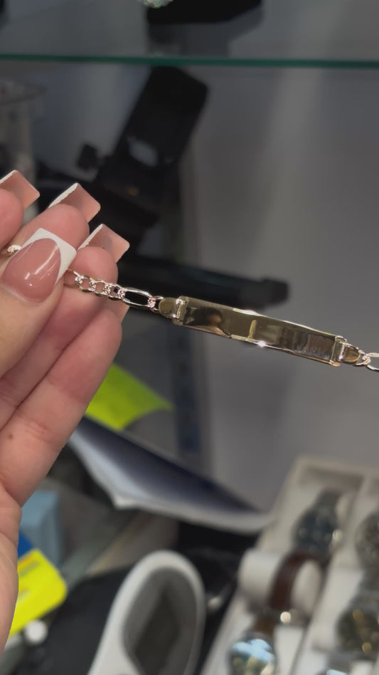 10k Figaro Tri-Color ID Bracelet 4.4mm