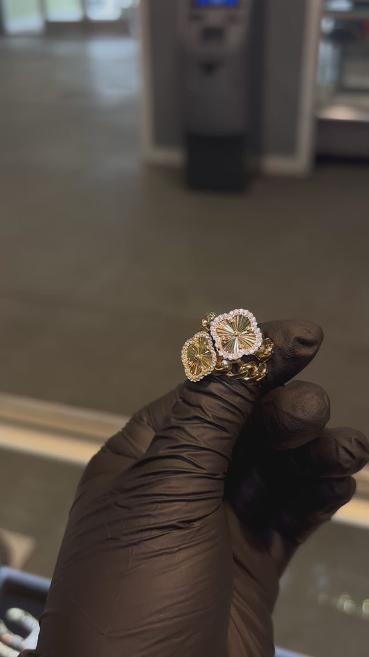 14k Cuban Link Van Cleef Ring with Cz's