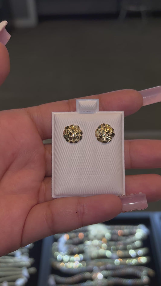 10k Md Round Nugget Earrings