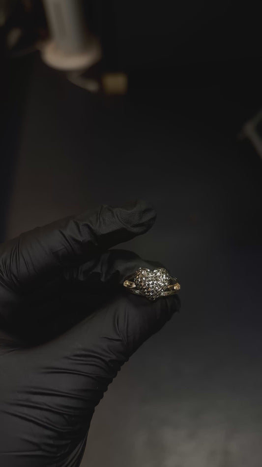 10k Bubble Heart W Diamond Cut Ring