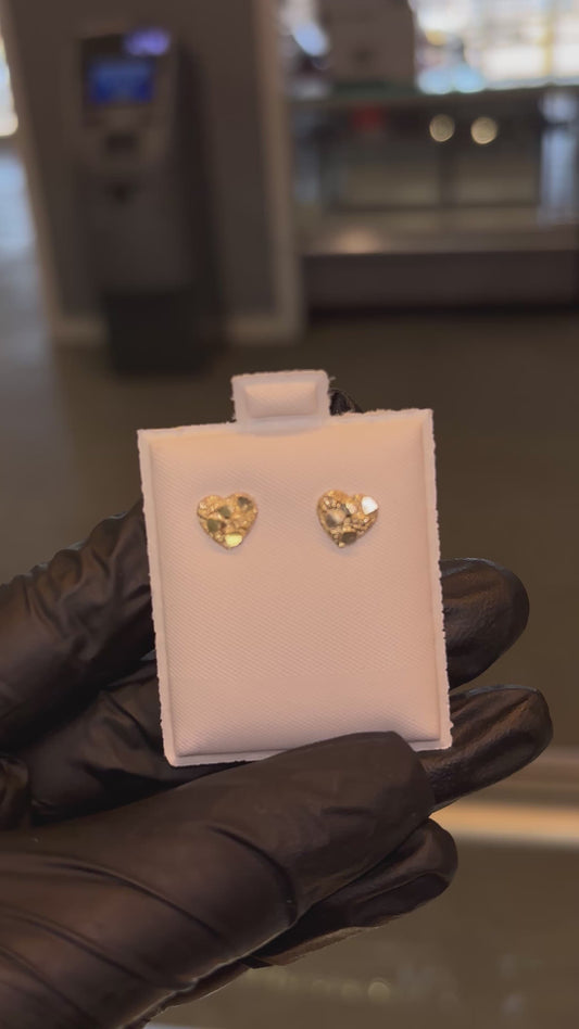 10k Xs Heart Nugget Earrings
