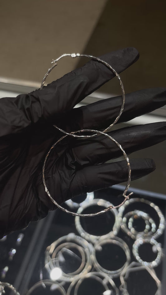 925 Silver Thin Twist Hoops