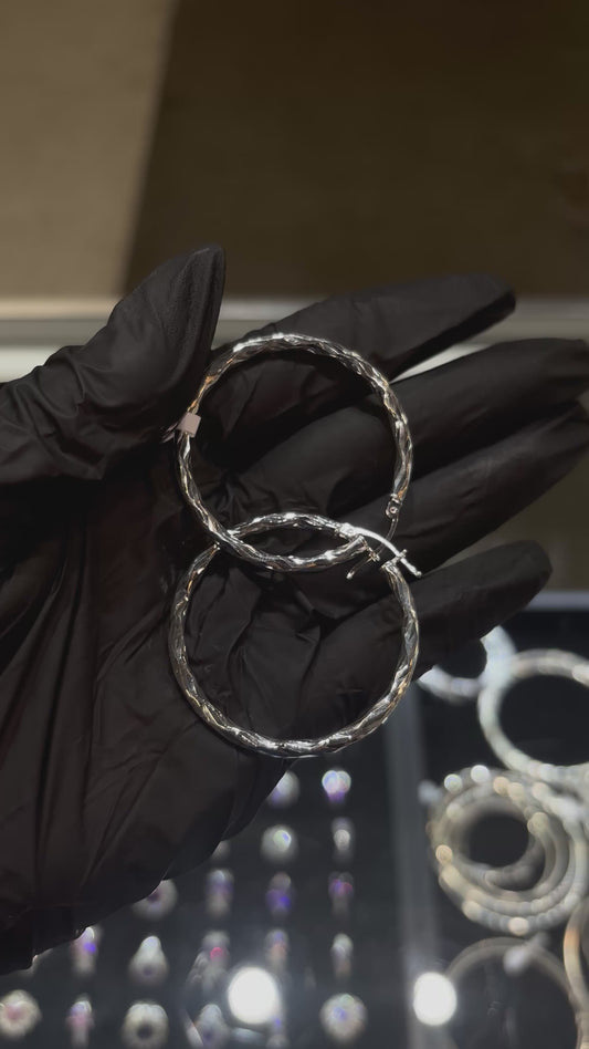 925 Silver Twist Hoop Earrings