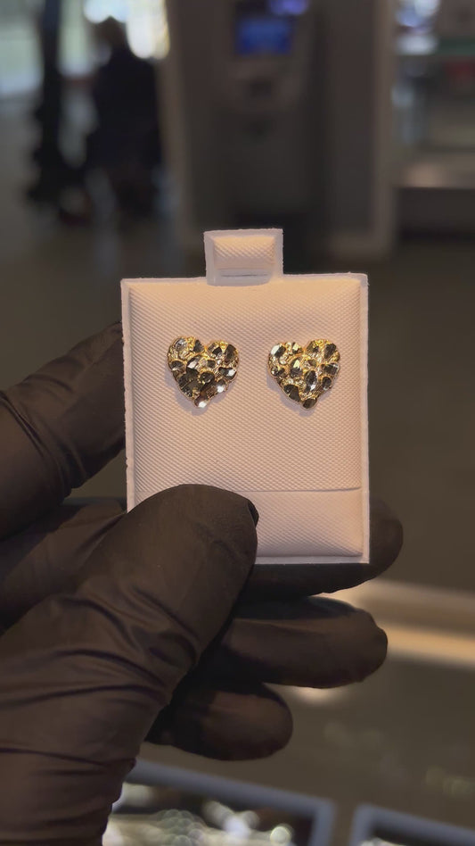 10k Sm Heart Nugget Earrings